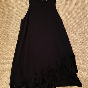 Black Asymmetrical Fringe Dress